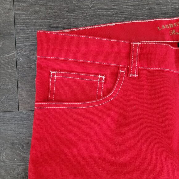 LRL Lauren Jeans Co Red Pants Size 12 Womens Cotton Straight Leg Stretch - Picture 2 of 7